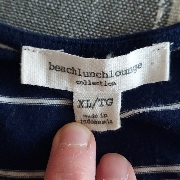 BEACHLUNCHLOUNGE XL Navy Blue White Stripe Sleeveless Maxi Dress‎ Nautical - Picture 4 of 8